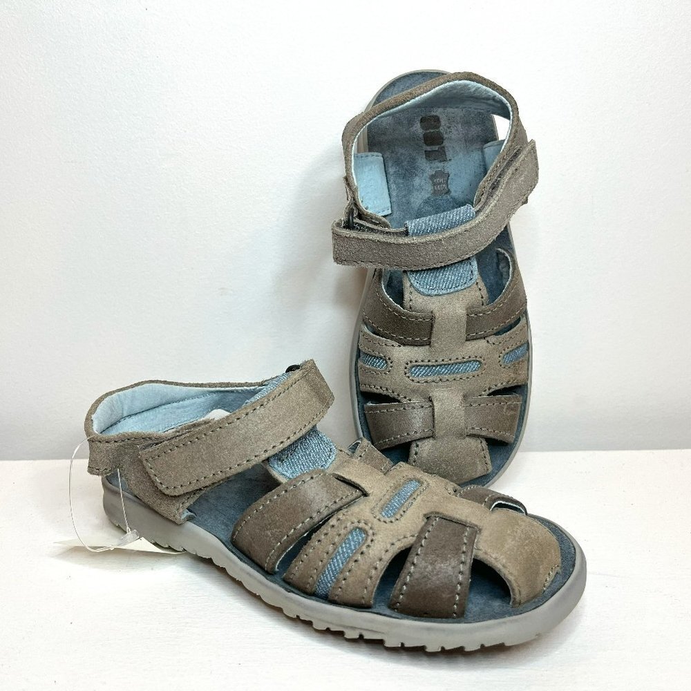DOT Boy's Genuine Leather Grey Velcro Sandals - EU Size 30, US 12-12.5 - NWT